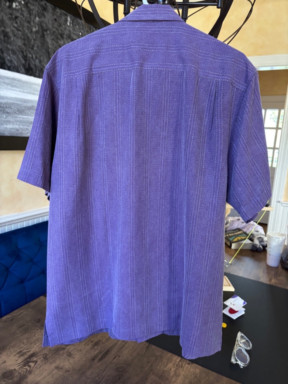 Tommy Bahama Violet Floral Jacquard Short-Sleeve Camp Shirt - Picture 3 of 4